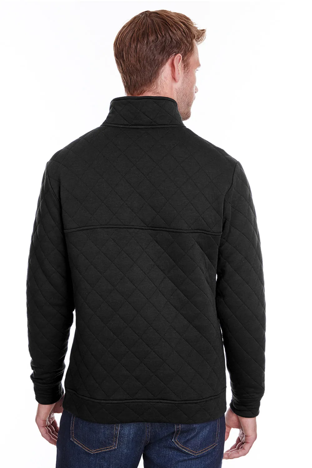 J America Mens Quilted 1/4 Snap Down Sweatshirt - Black