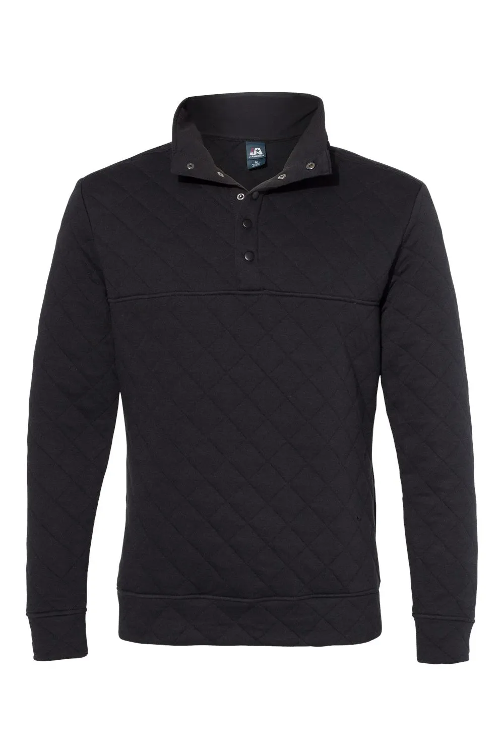 J America Mens Quilted 1/4 Snap Down Sweatshirt - Black