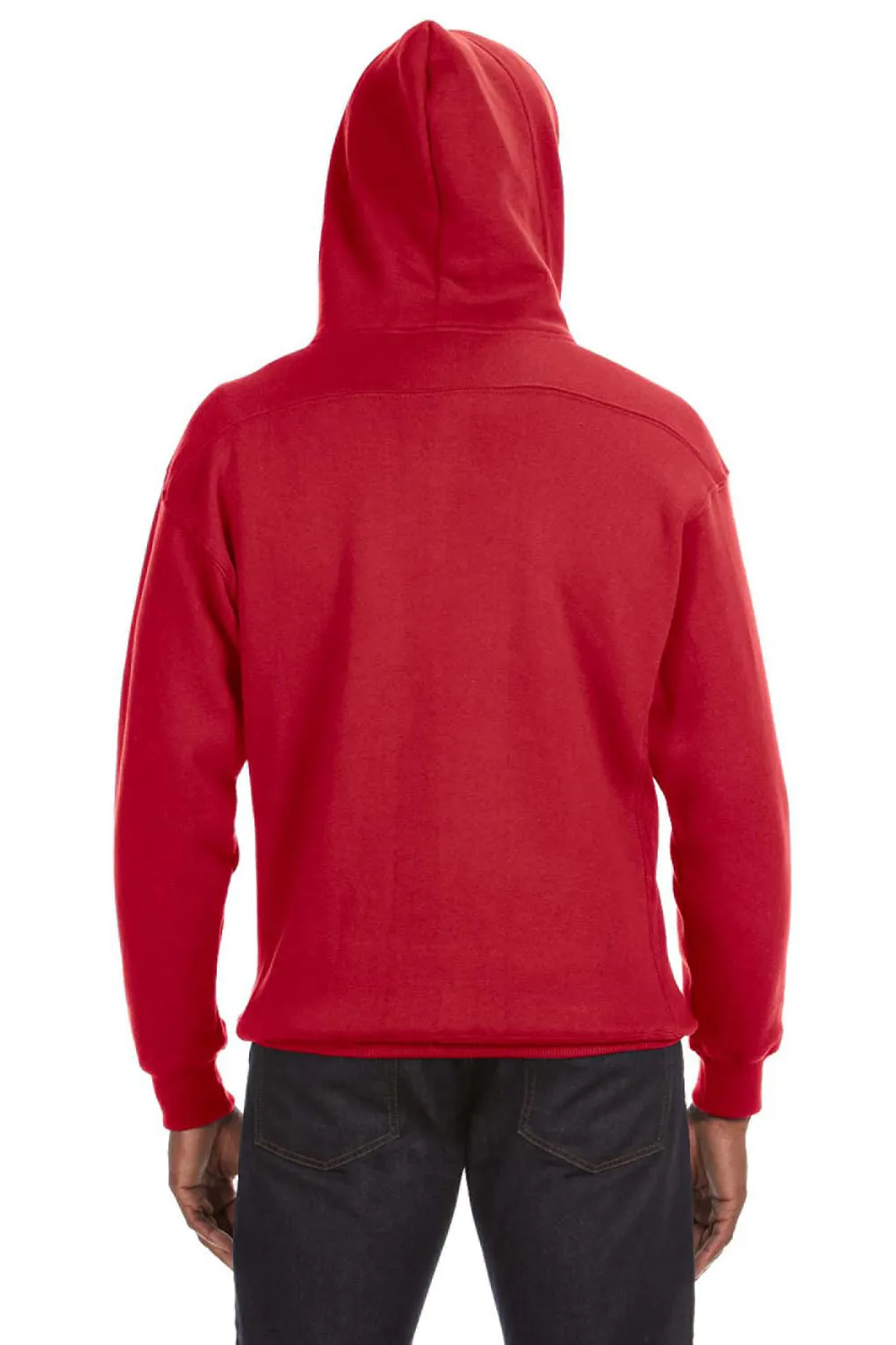J America Mens Sport Lace Hooded Sweatshirt Hoodie w/ Pouch Pocket - Red