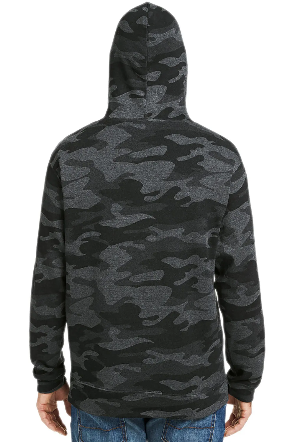 J America Mens Tailgate Fleece Hooded Sweatshirt Hoodie w/ Pouch Pocket - Heather Black Camo