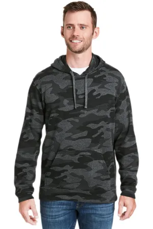 J America Mens Tailgate Fleece Hooded Sweatshirt Hoodie w/ Pouch Pocket - Heather Black Camo