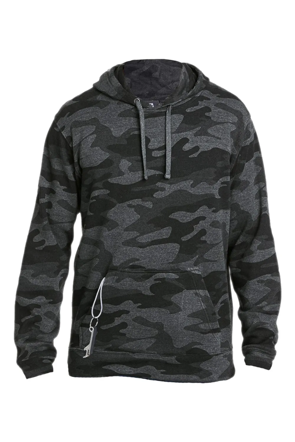 J America Mens Tailgate Fleece Hooded Sweatshirt Hoodie w/ Pouch Pocket - Heather Black Camo