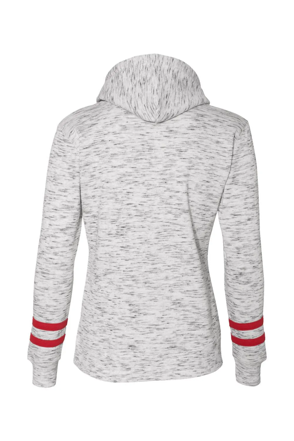 J America Womens Fleece Hooded Sweatshirt Hoodie w/ Pouch Pocket - White/Red