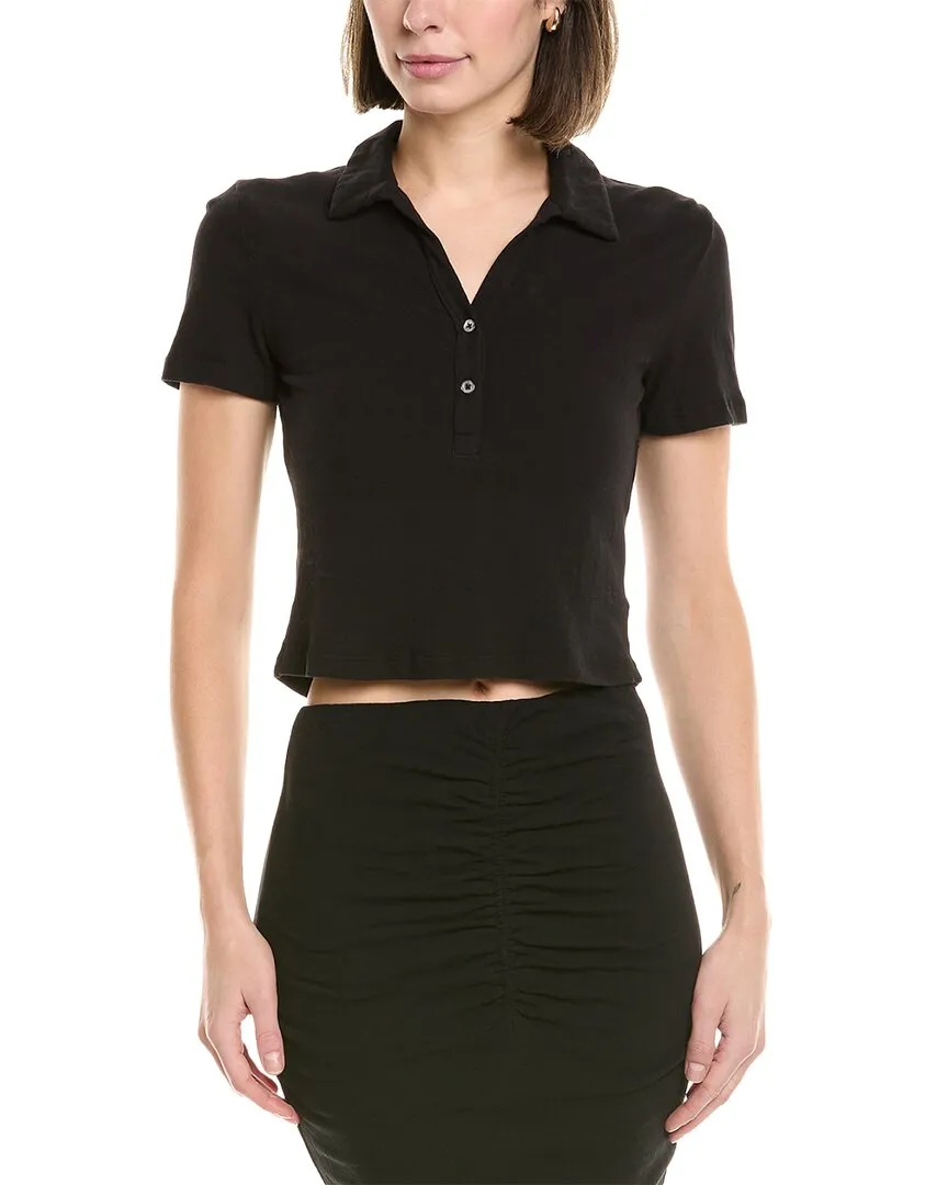 James Perse Cropped Henley Polo Shirt