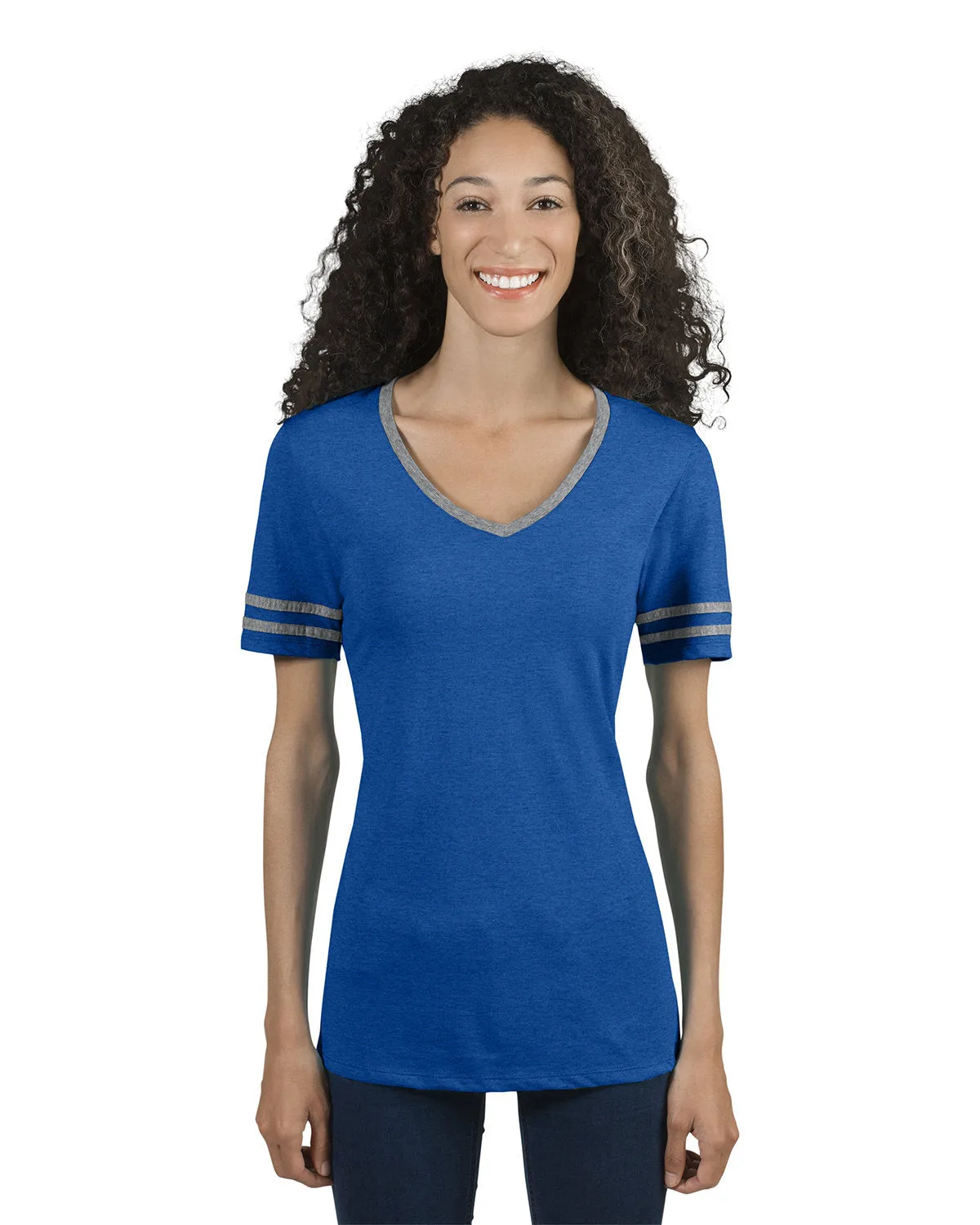 Jerzees 602WVR Ladies' TRI-BLEND Varsity V-Neck T-Shirt