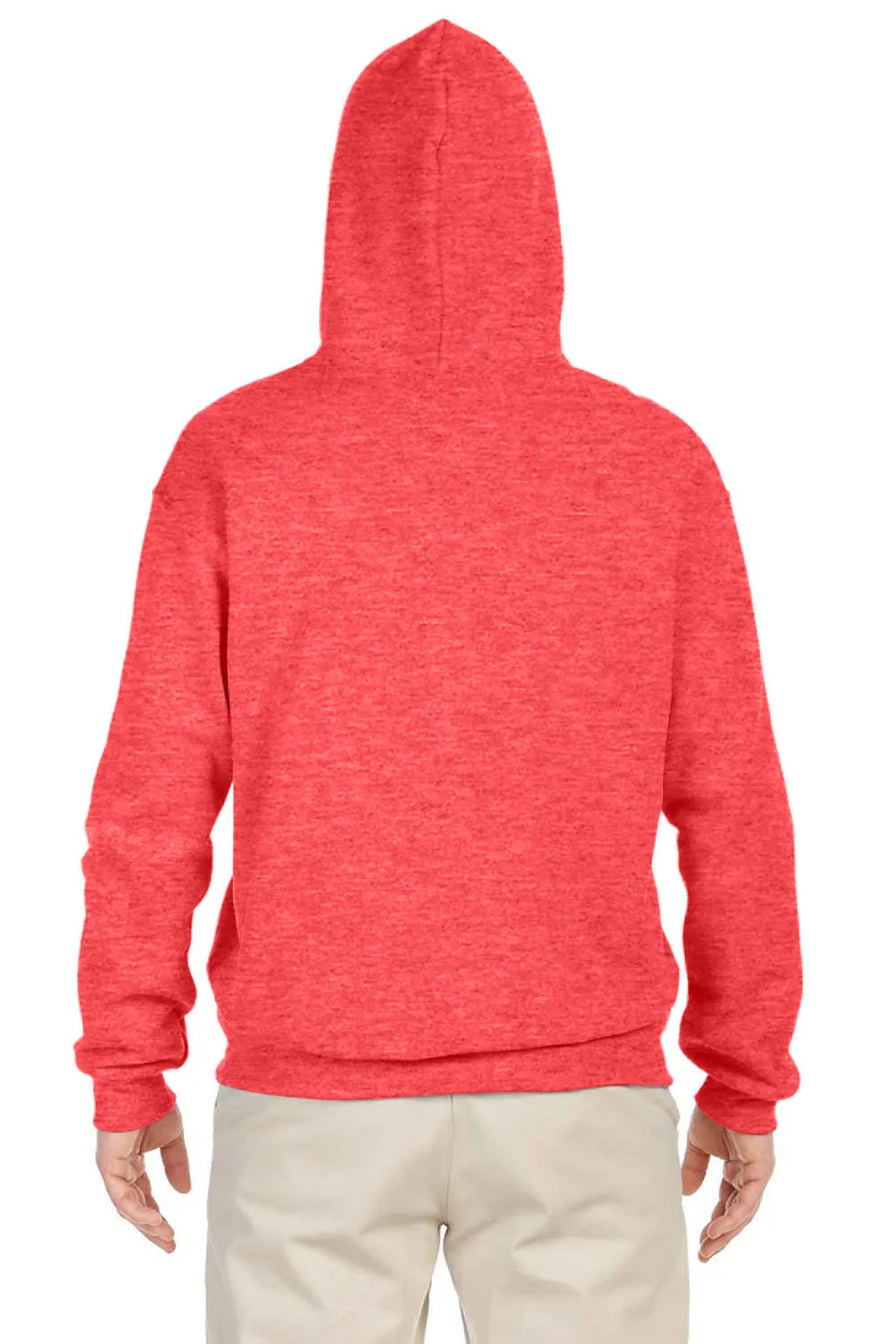 Jerzees Mens NuBlend Pill Resistant Fleece Hooded Sweatshirt Hoodie w/ Pouch Pocket - Heather Retro Coral