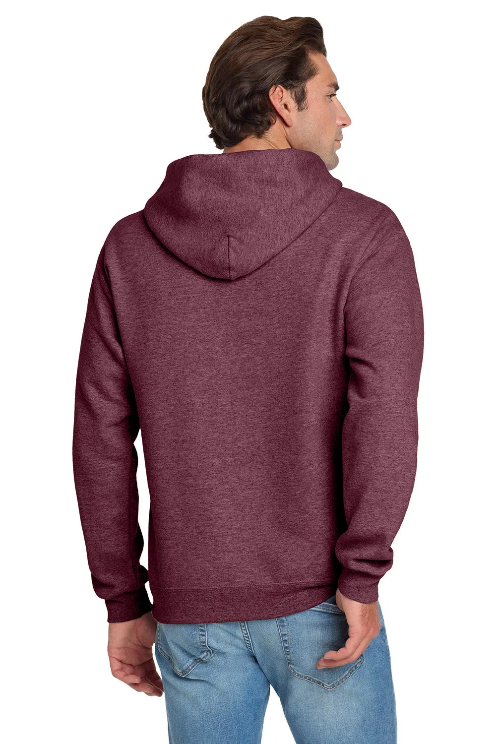 Jerzees Mens NuBlend Pill Resistant Fleece Hooded Sweatshirt Hoodie w/ Pouch Pocket - Vintage Heather Maroon