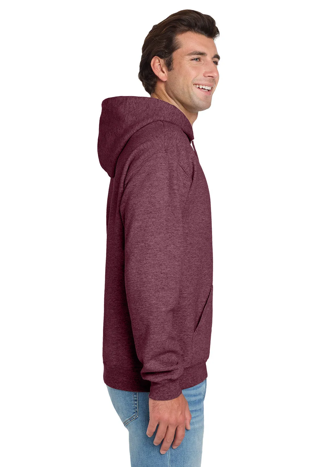 Jerzees Mens NuBlend Pill Resistant Fleece Hooded Sweatshirt Hoodie w/ Pouch Pocket - Vintage Heather Maroon