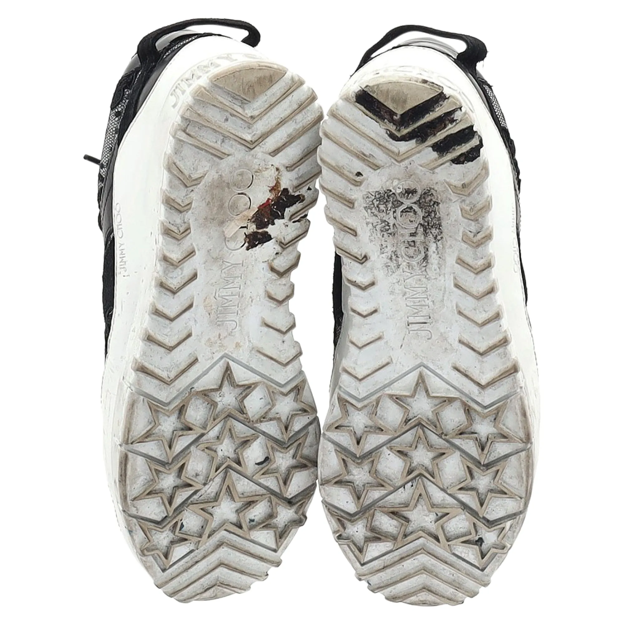 Jimmy Choo Seattle Floral Lace Mesh Trainers in Black Leather