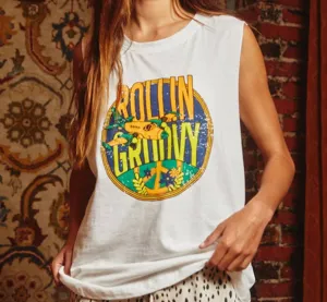 Kimmy Sleeveless Graphic Tee In White