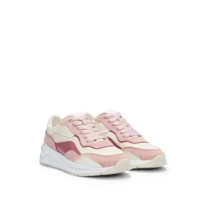 Lace-up trainers with suede, mesh and faux leather