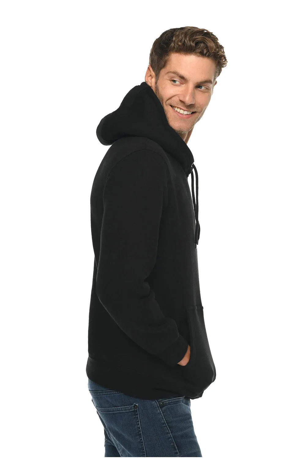 Lane Seven Mens Premium Hooded Sweatshirt Hoodie w/ Pouch Pocket - Black