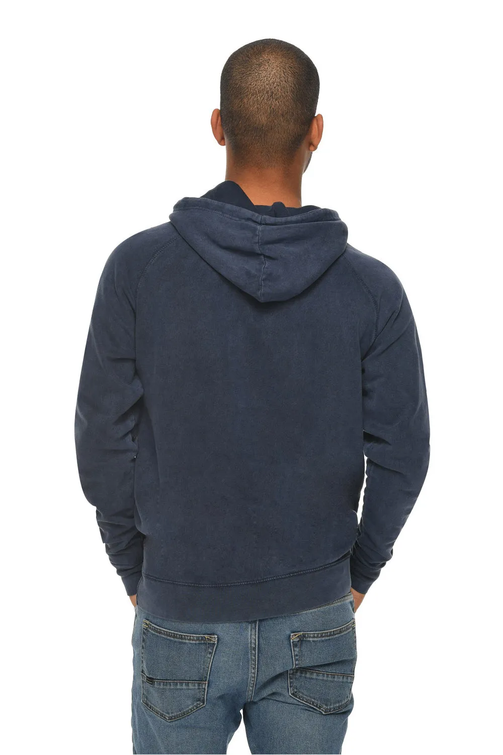 Lane Seven Mens Vintage Raglan Hooded Sweatshirt Hoodie w/ Pouch Pocket - Vintage Denim Blue