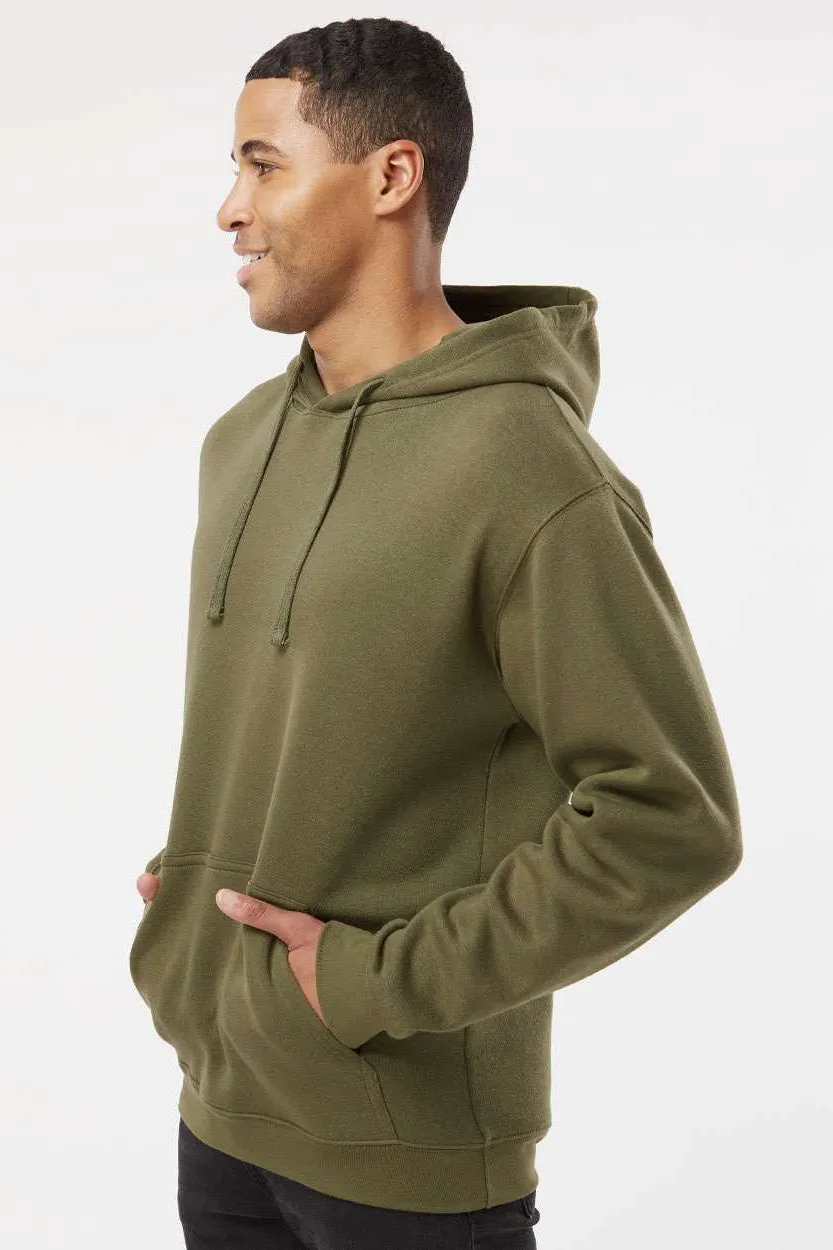 LAT Mens Elevated Fleece Basic Hooded Sweatshirt Hoodie w/ Pouch Pocket - Military Green