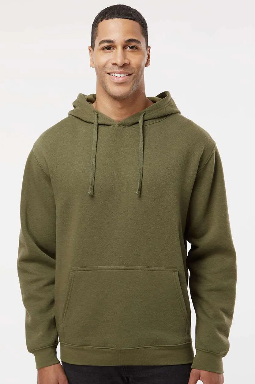 LAT Mens Elevated Fleece Basic Hooded Sweatshirt Hoodie w/ Pouch Pocket - Military Green