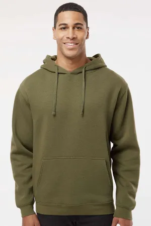 LAT Mens Elevated Fleece Basic Hooded Sweatshirt Hoodie w/ Pouch Pocket - Military Green