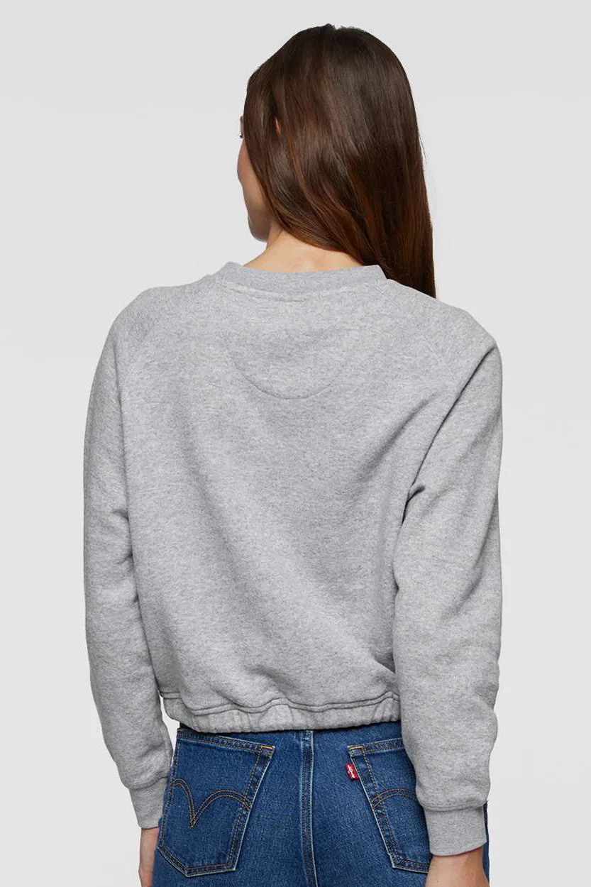 LAT Womens Relaxed Boxy Fleece Crewneck Sweatshirt - Heather Grey