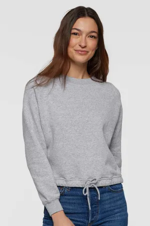 LAT Womens Relaxed Boxy Fleece Crewneck Sweatshirt - Heather Grey
