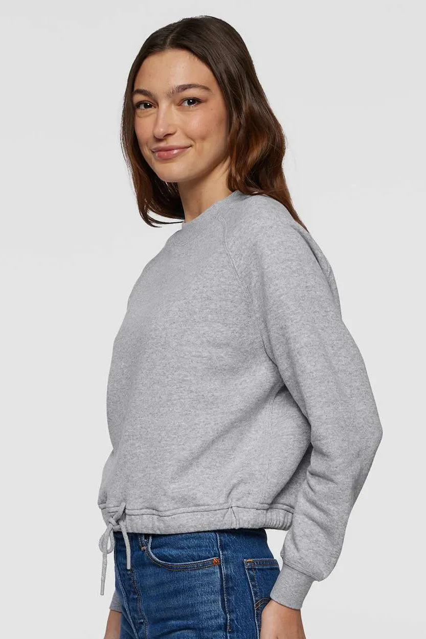 LAT Womens Relaxed Boxy Fleece Crewneck Sweatshirt - Heather Grey