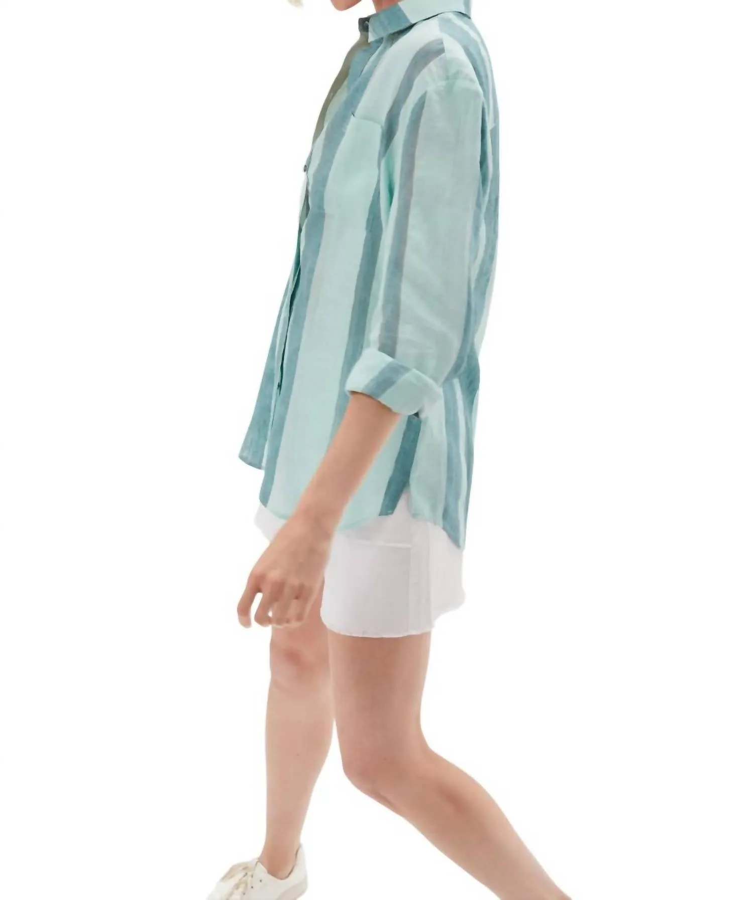 Laurence Oversized Shirt In Robins Egg Stripe