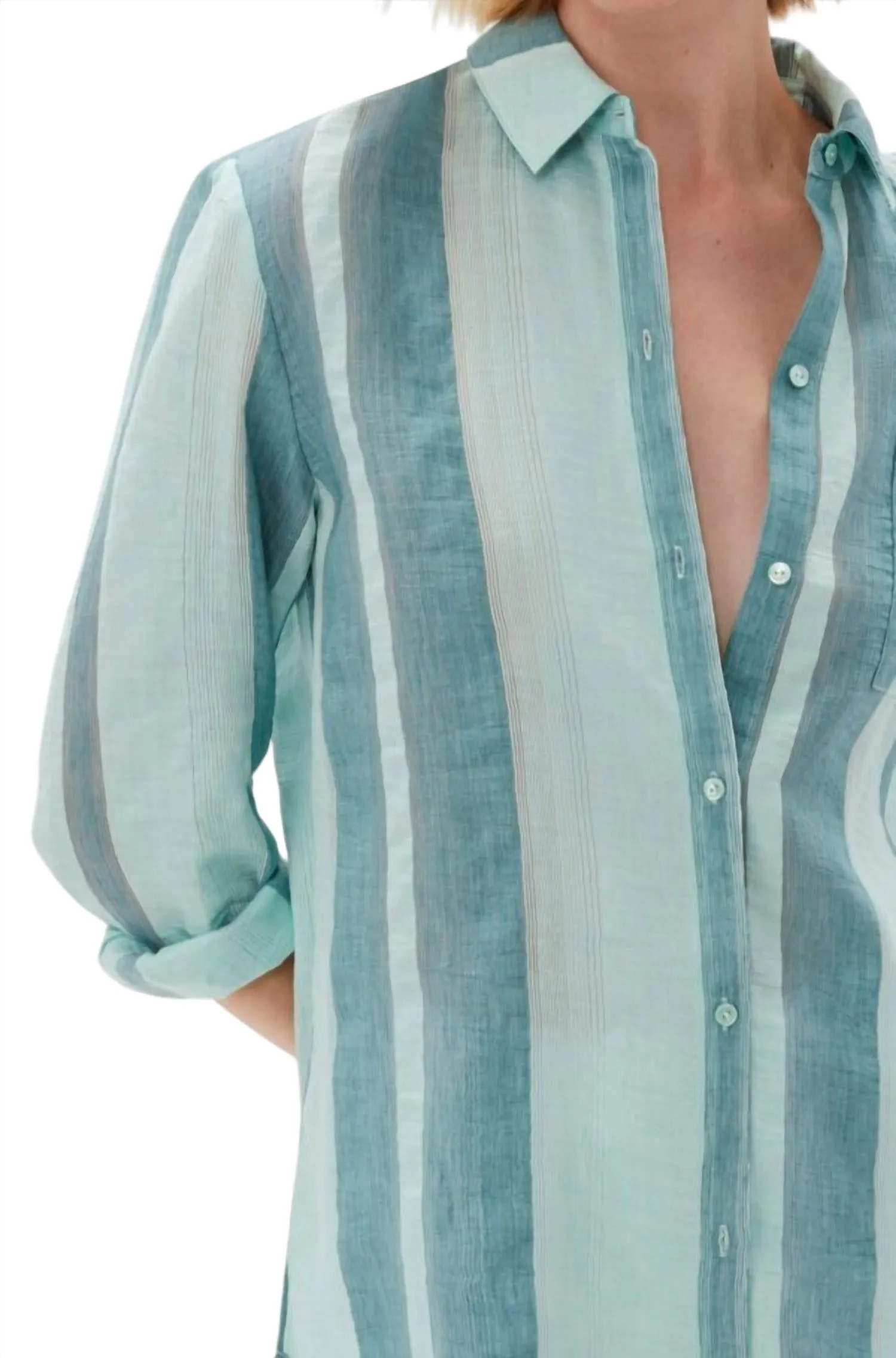 Laurence Oversized Shirt In Robins Egg Stripe