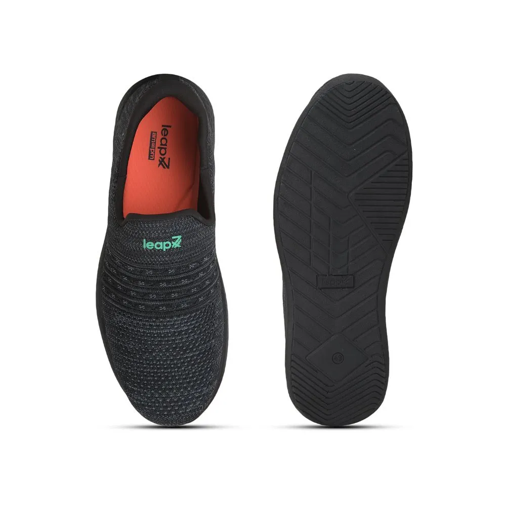 Leap7x Casual Black Non Lacing Shoe For Men RORY-12 By Liberty