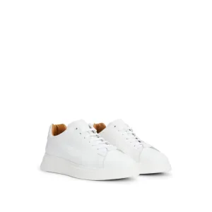 Leather trainers with rubber outsole