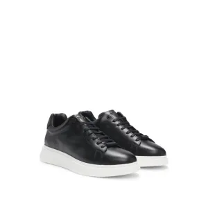 Leather trainers with rubber outsole