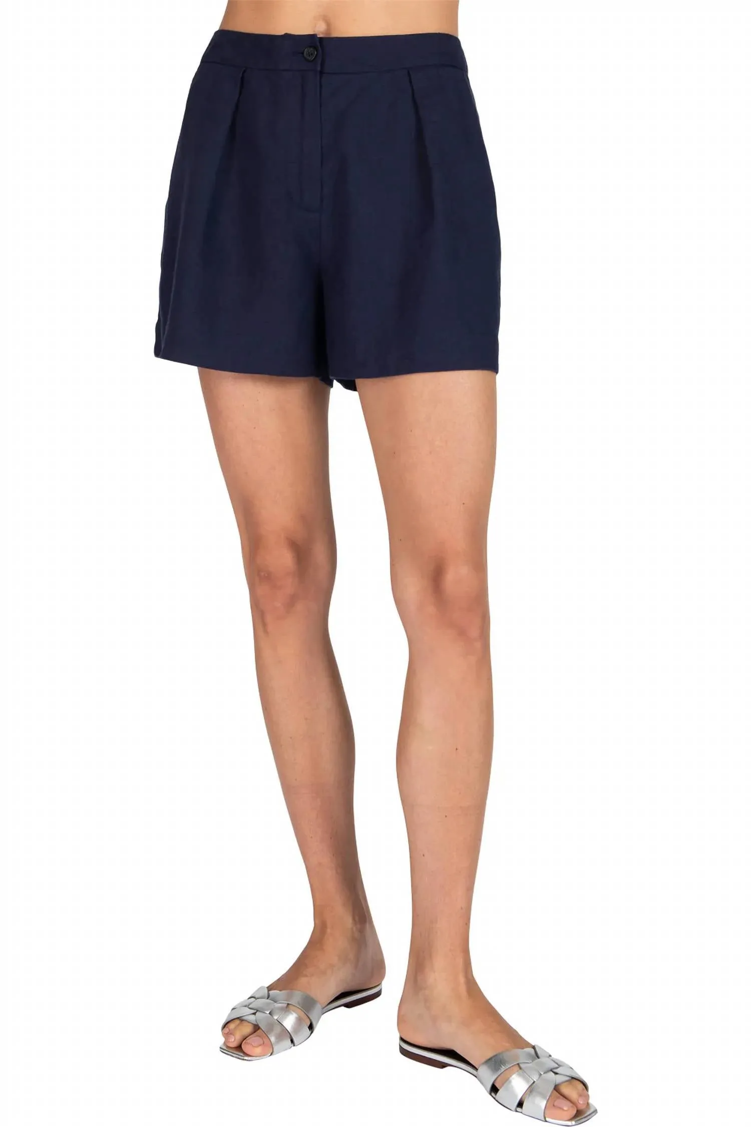 Linen Pleated Short In Ink