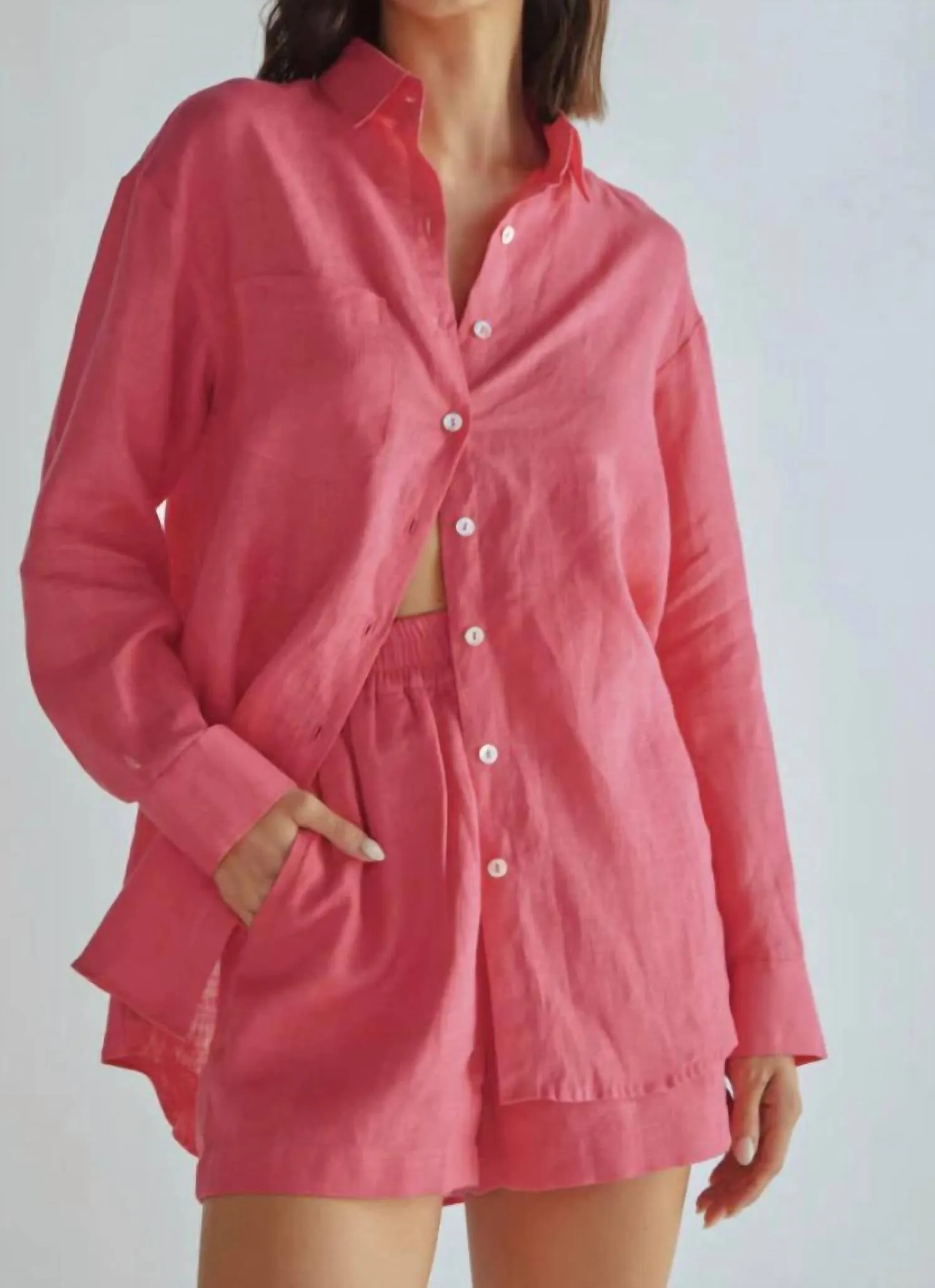 Linen Short In Pink