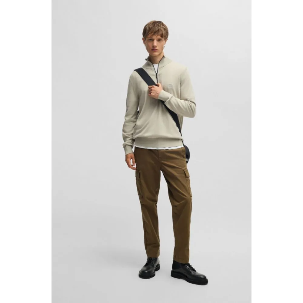 Logo-patch zip-neck sweater in cotton and cashmere
