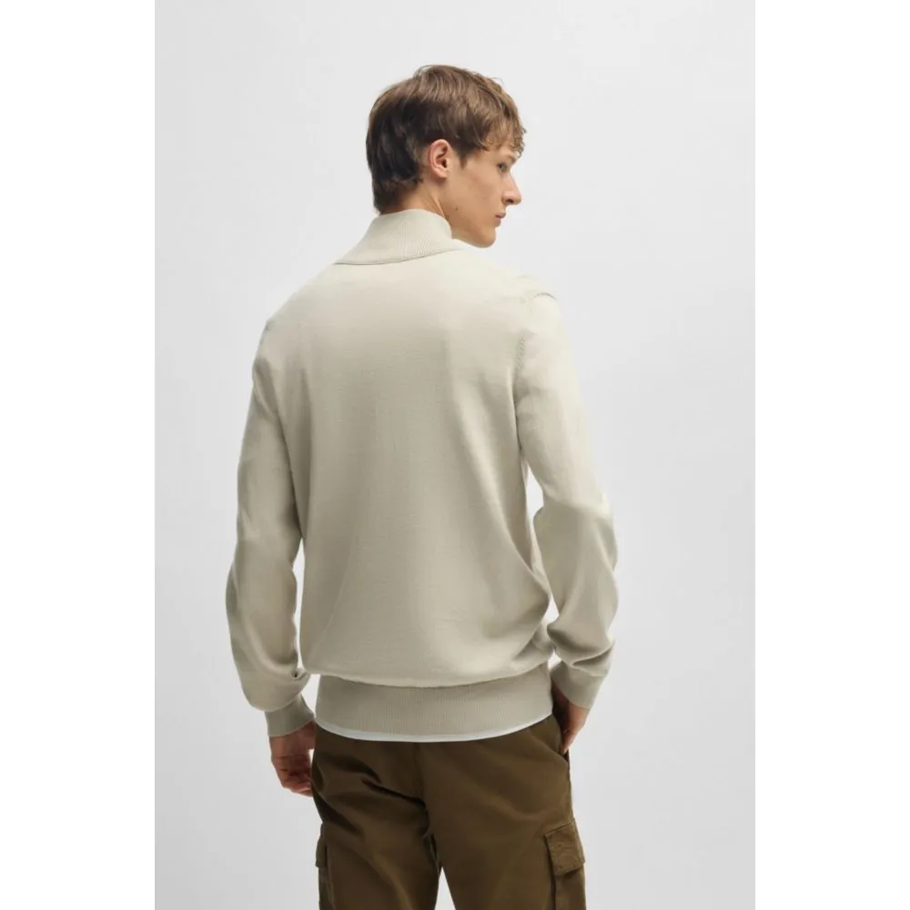 Logo-patch zip-neck sweater in cotton and cashmere