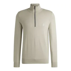 Logo-patch zip-neck sweater in cotton and cashmere
