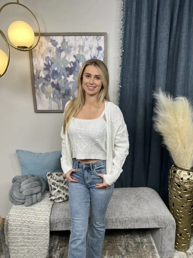 Love Again Women's Cropped Cami Cardigan Set