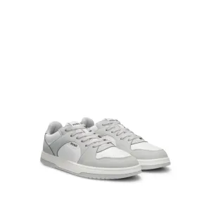 Low-top trainers with faux leather