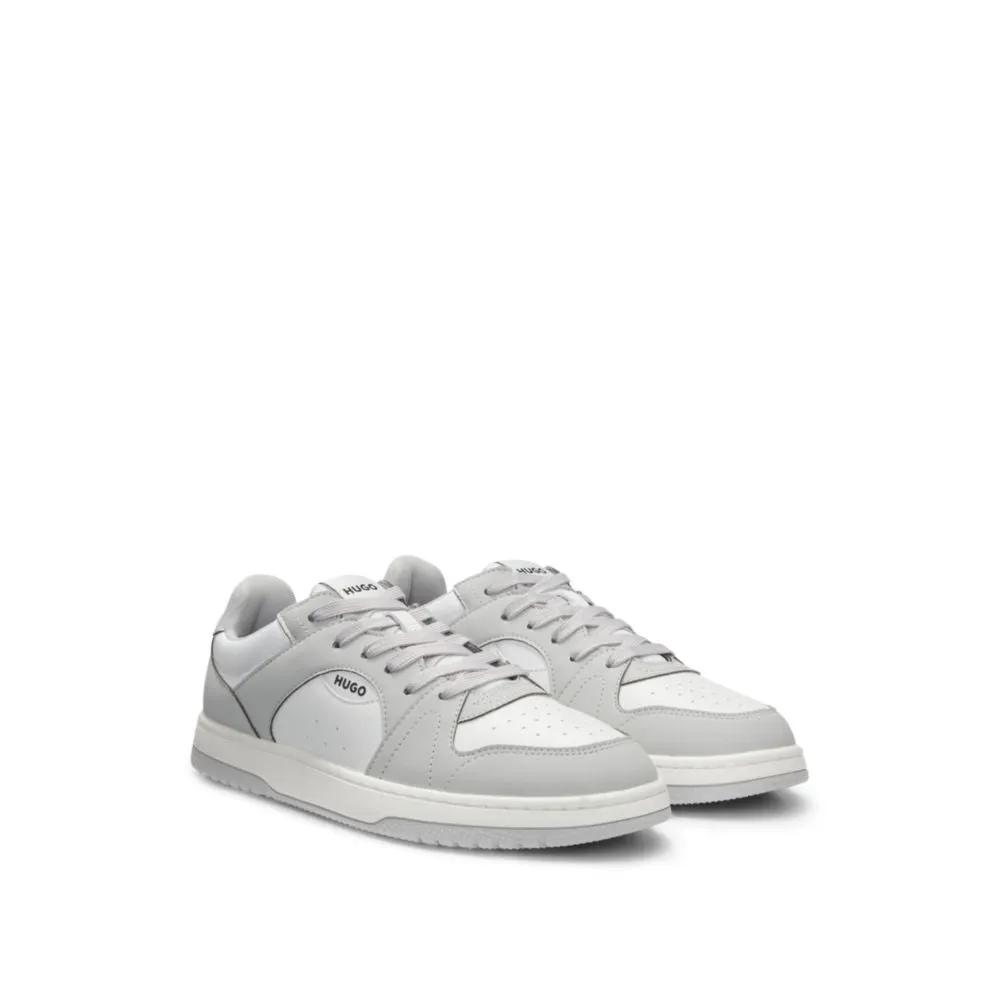 Low-top trainers with faux leather