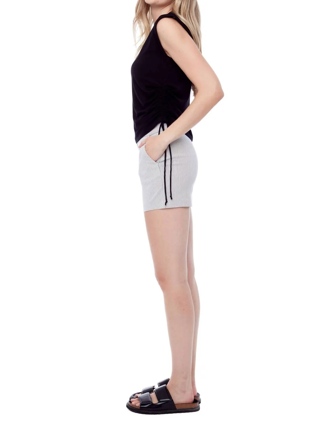 Madison Lisa Striped Techno Short In Black/white Stripes