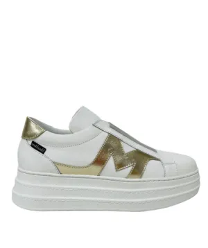 Marco Moreo White Leather Trainer with Gold