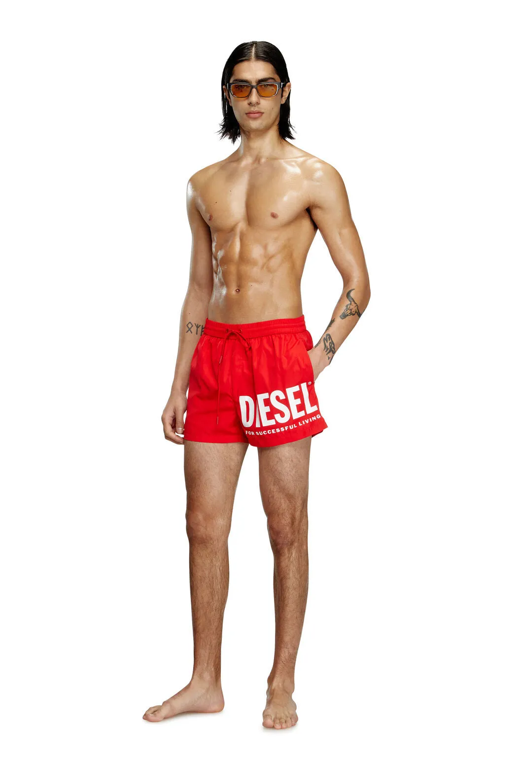 Mario-34-D-Core Swim shorts with logo print Red/White
