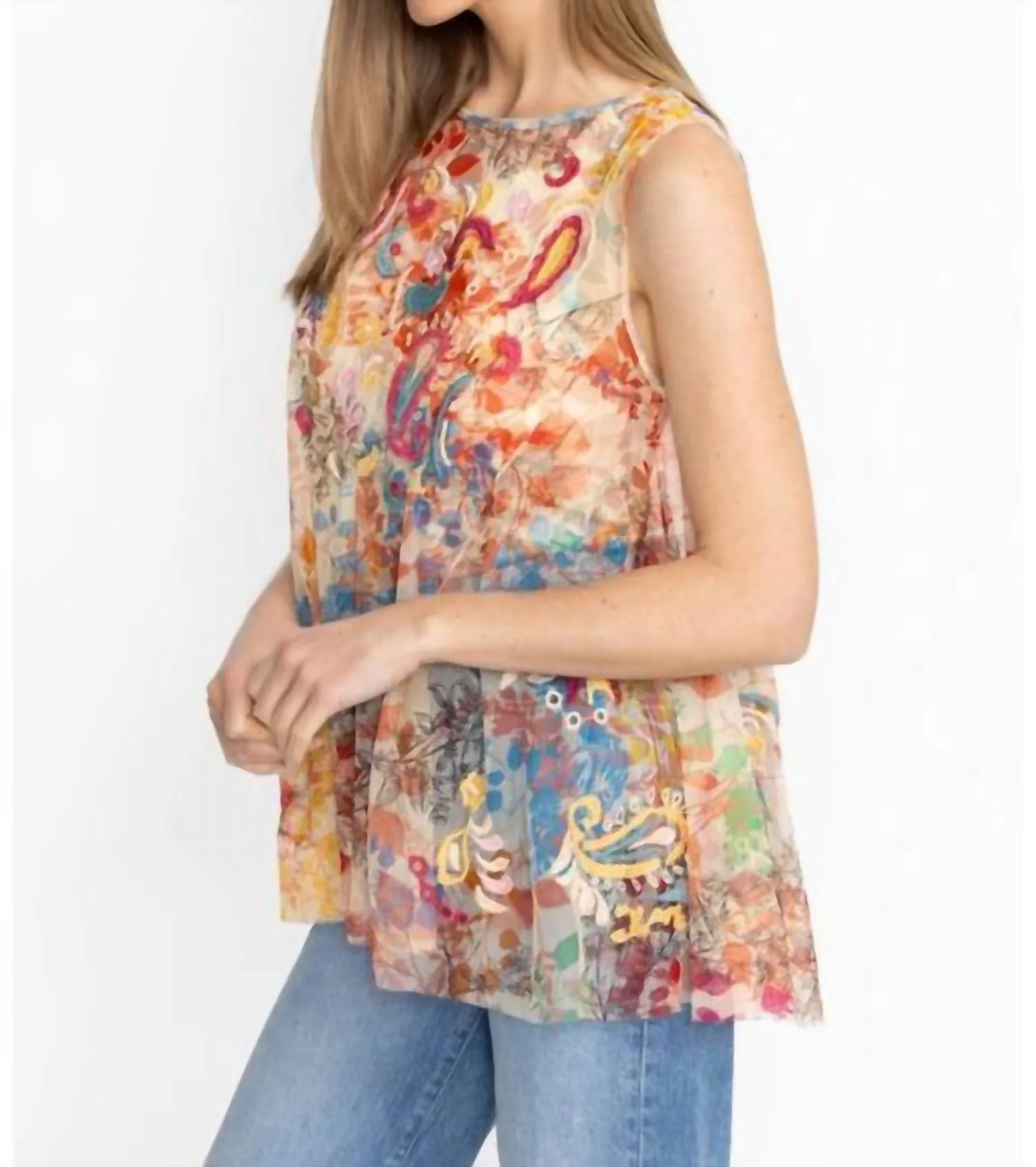 Mazzy Flared Tank (Slip) In Leafy