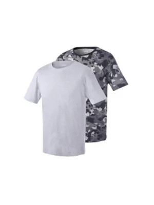 Men's 2 Pcs Camo Printed & Plain T-Shirt Set,Grey/Dark Grey