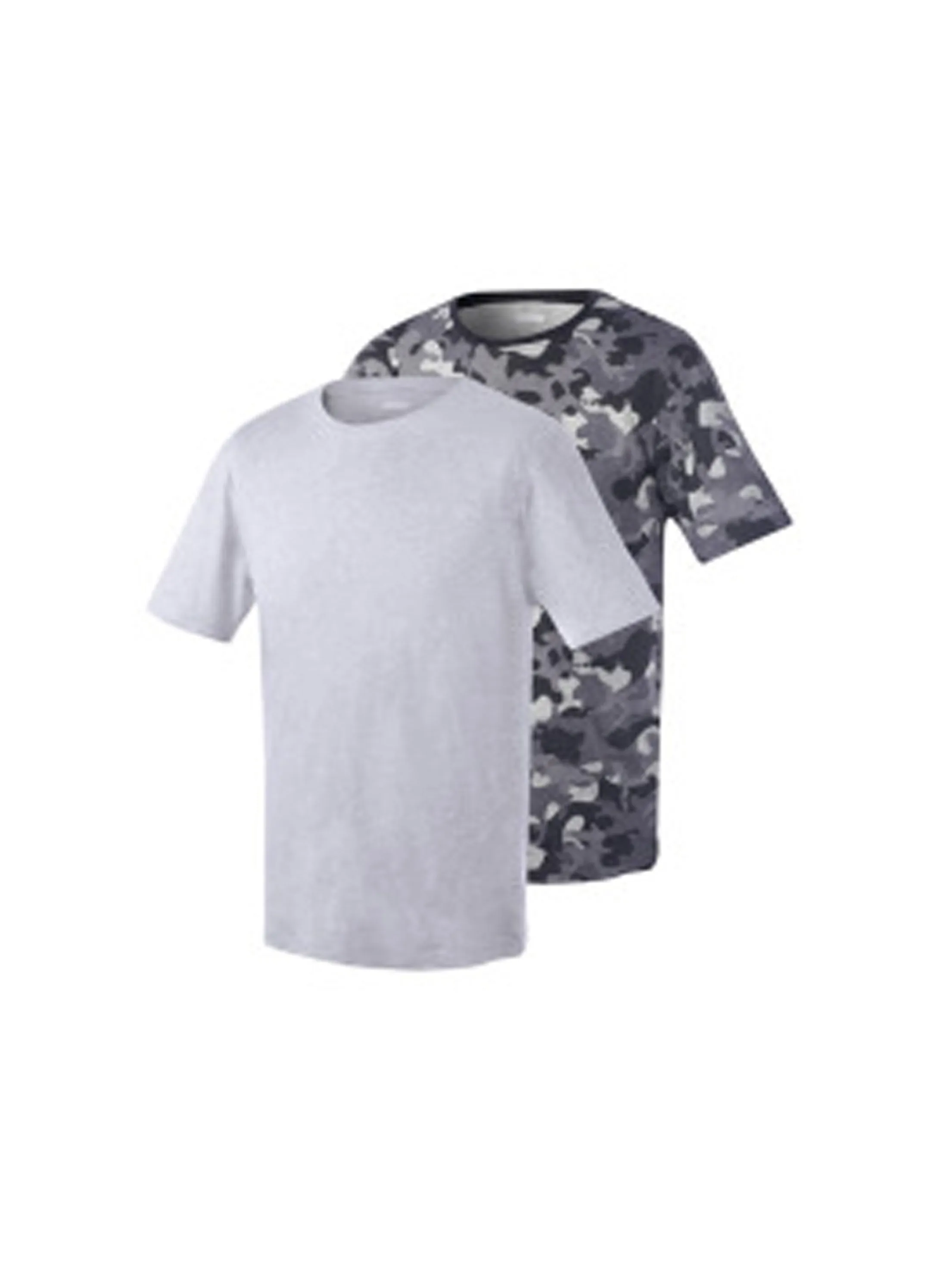 Men's 2 Pcs Camo Printed & Plain T-Shirt Set,Grey/Dark Grey