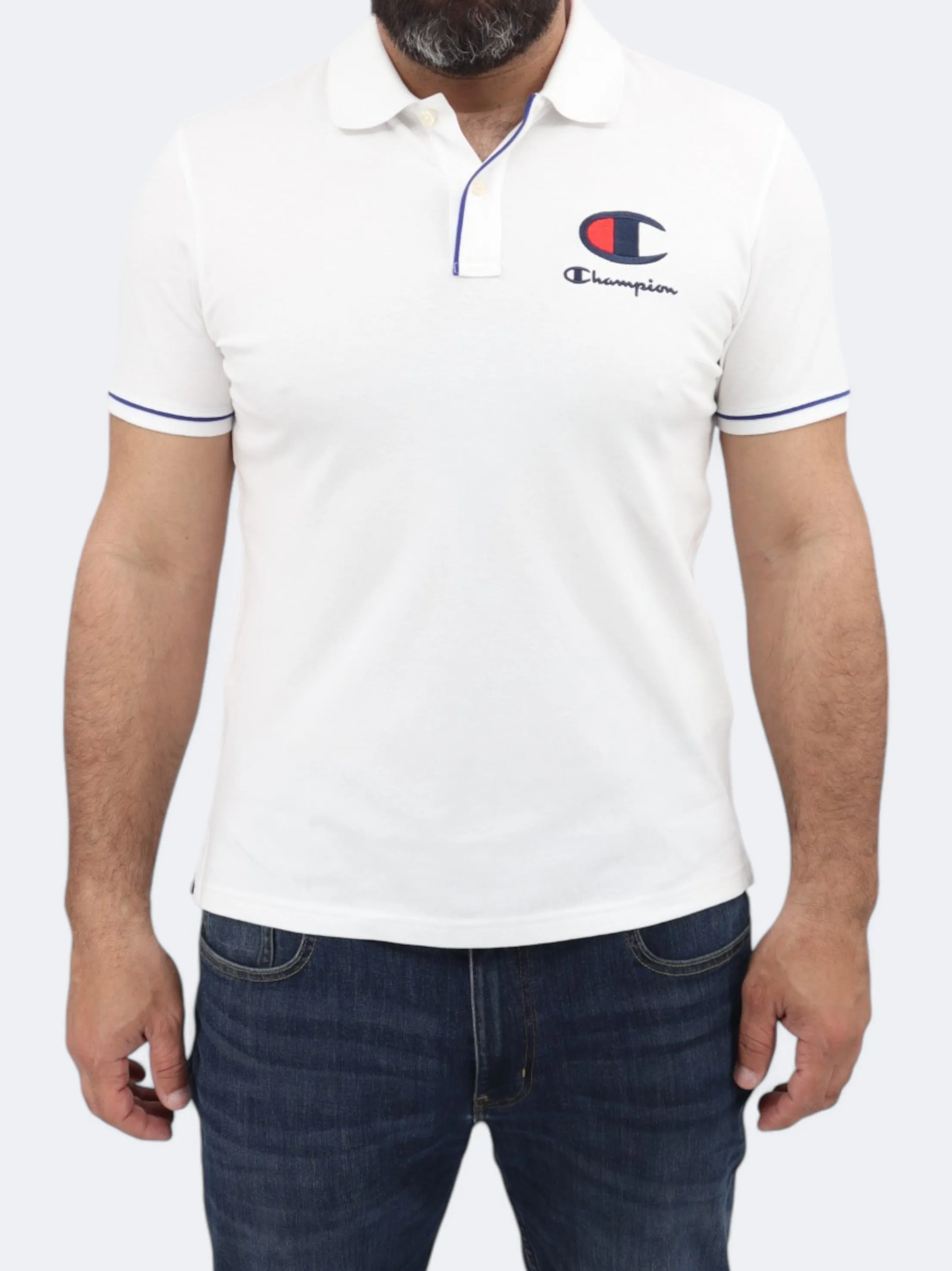 Men's Brand Logo Embroidered Polo T-Shirt,White