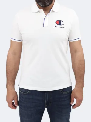 Men's Brand Logo Embroidered Polo T-Shirt,White
