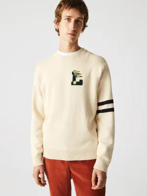 Men's Brand Logo Embroidered Sweater,Beige