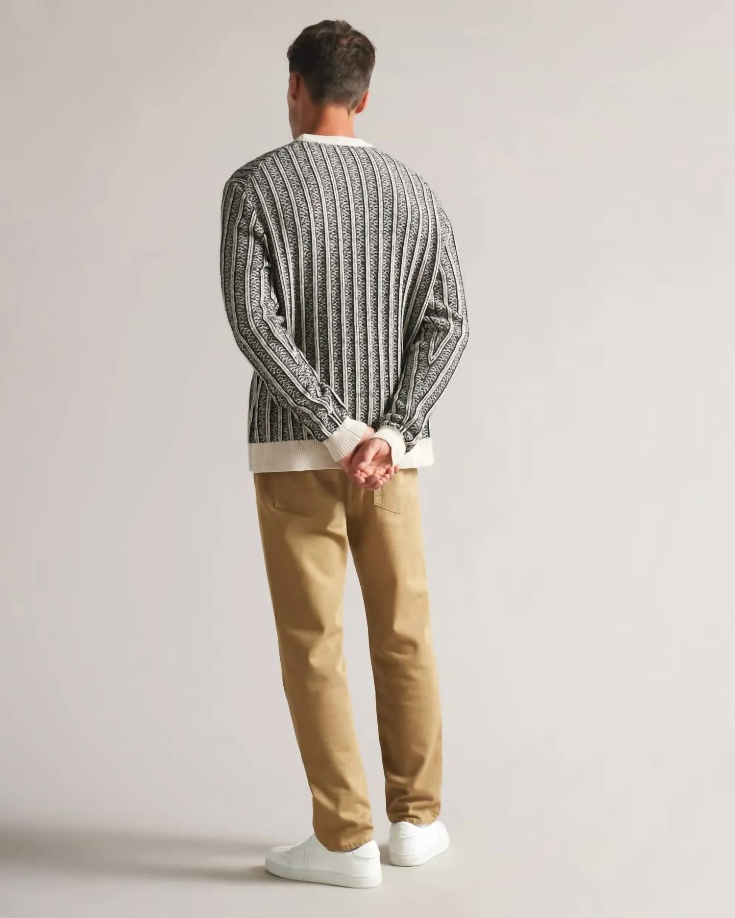 Men's Buzzad Textured Pullover Sweater In Black White