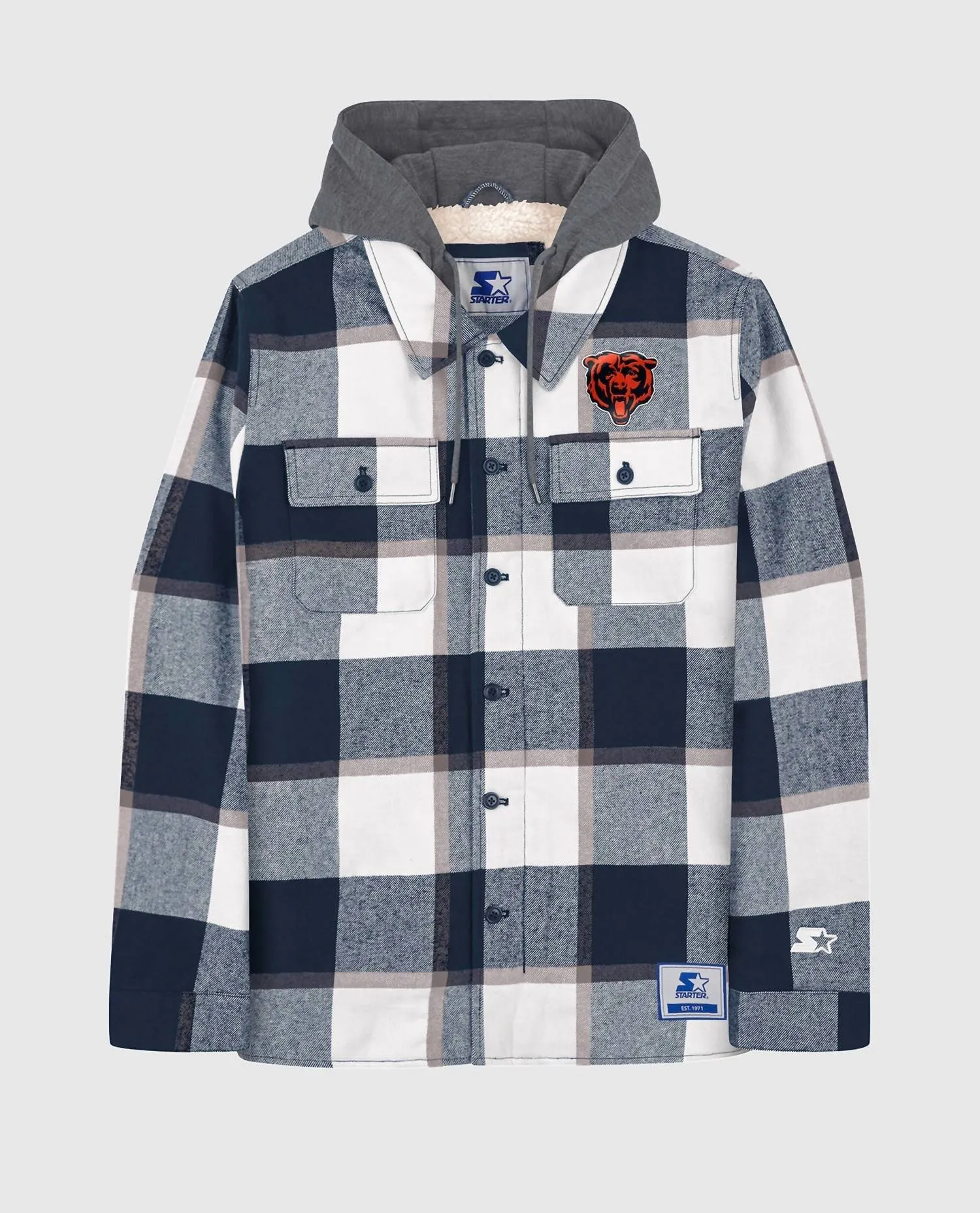 Men's Chicago Bears Sherpa Lined Plaid Jacket In Navy