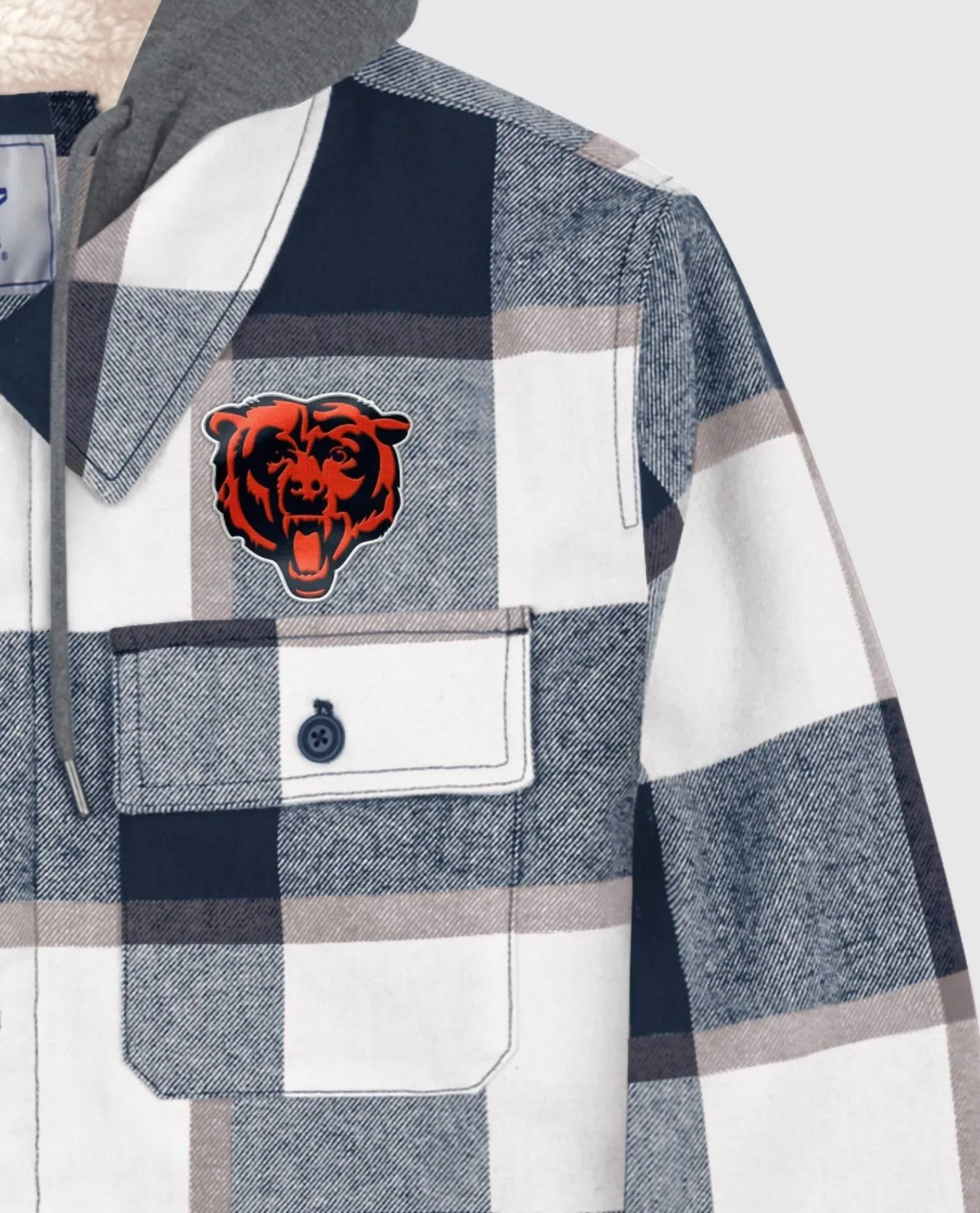 Men's Chicago Bears Sherpa Lined Plaid Jacket In Navy