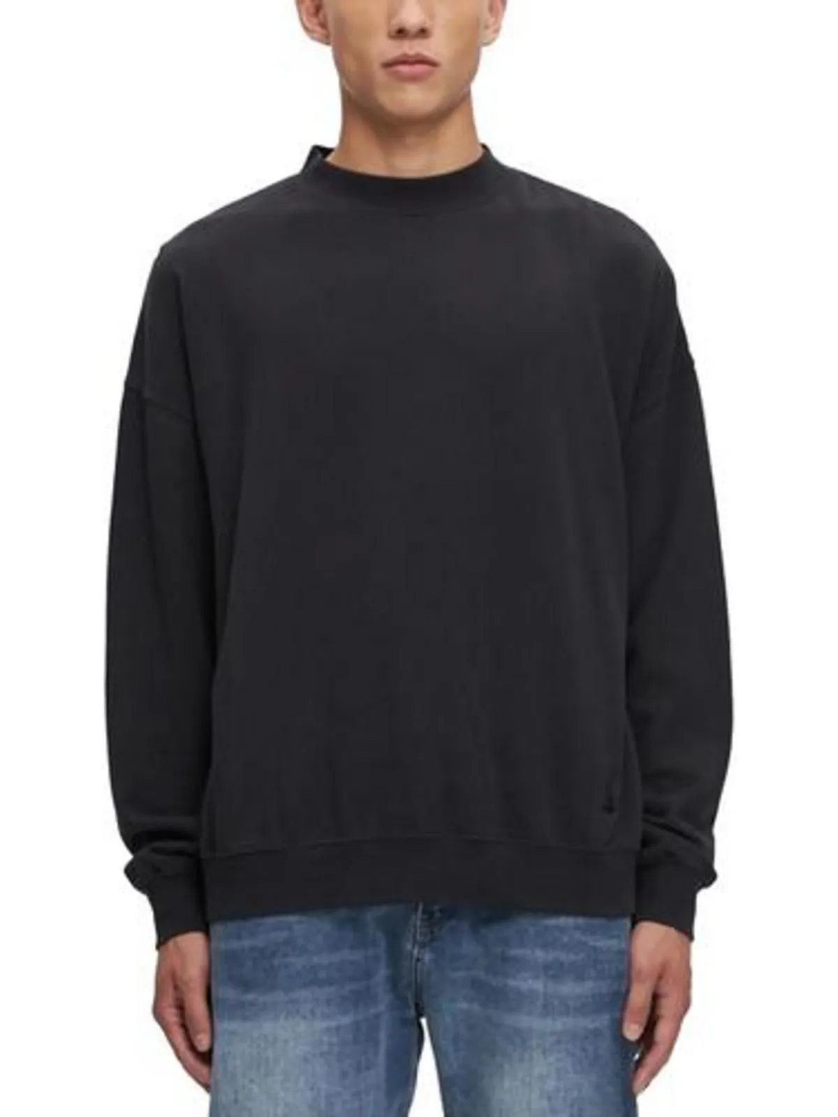 Mens Cotton Mock Neck Sweatshirt