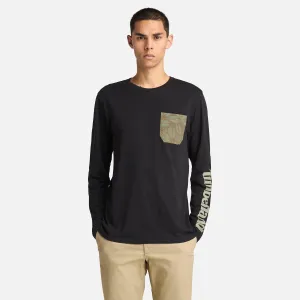 Men's Floral Chest Pocket Long-Sleeve T-Shirt